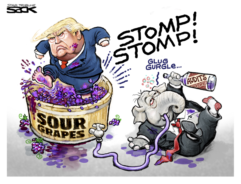 Trump Stomp, Steve Sack,The Minneapolis Star-Tribune, MN,Democracy, election, sour grapes, loser, voter suppression, gop, republicans, trump