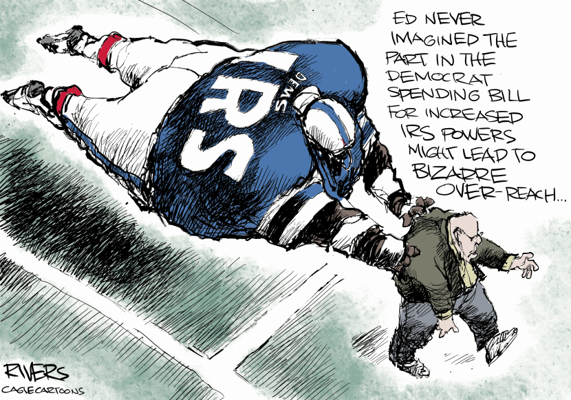 IRS Tackles Taxpayer in Wild Democrat Spending Bill Satire