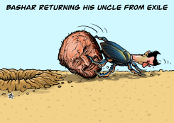 BASHAR RETURNING HIS UNCLE FROM EXILE  by Emad Hajjaj