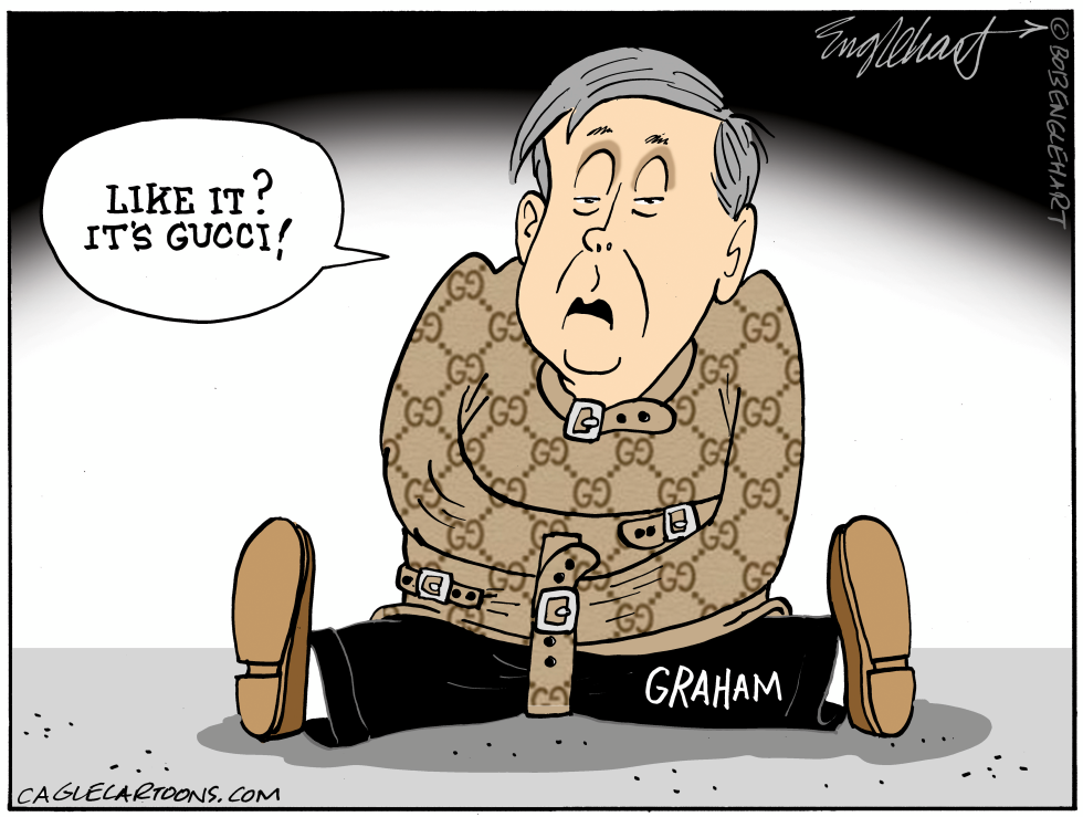 Senator Lindsey Graham wears Gucci patterned restraint