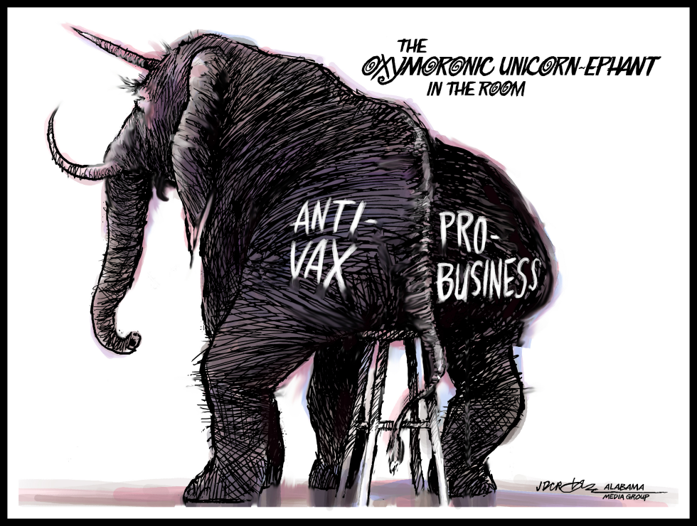 Anti-vax Pro-business Oxymoronic Unicorn-ephant
