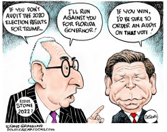GOV DESANTIS AND ROGER STONE THREAT by Dave Granlund