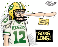 AARON RODGERS GOES LONG by John Cole