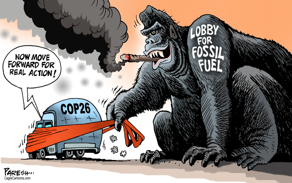 Fossil fuel interests restrain COP26 vehicle amid calls for action