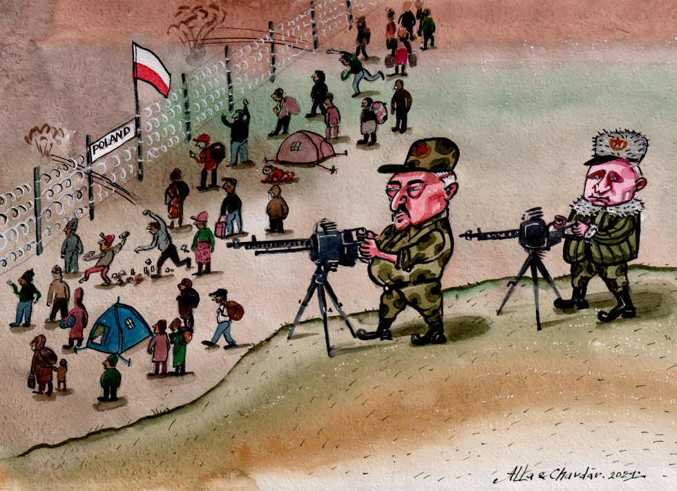 Migrants at the Polish border