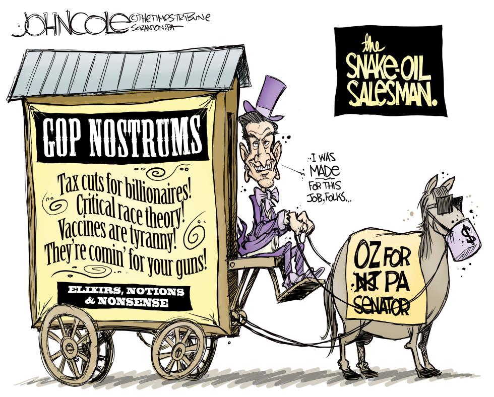 Traveling snake-oil salesman