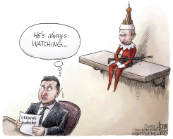 KREMLIN ON THE SHELF by Adam Zyglis