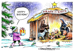 CHRISTMAS HAPPY BIRTHDAY by Dave Granlund