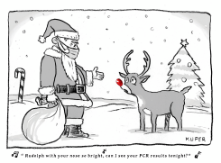 RUDOLPH, SANTA AND OMICRON by Peter Kuper