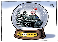 PUTIN SNOW GLASS BALL by Tom Janssen