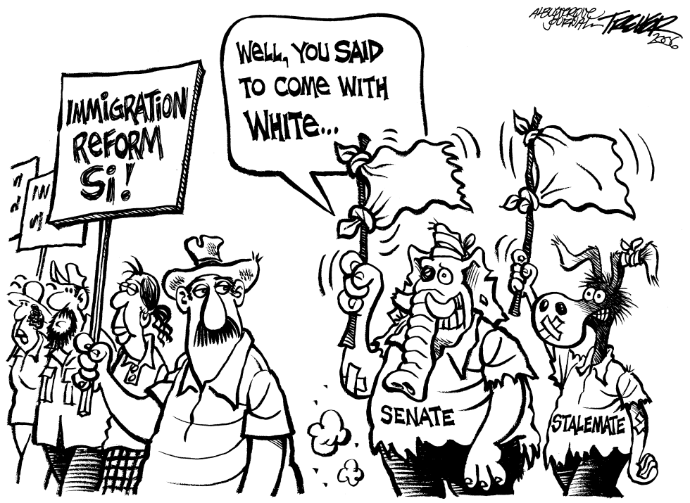 Immigration Marchers in White