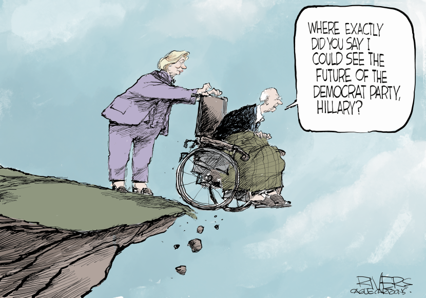 Hillary Pushes Grandpa off the cliff