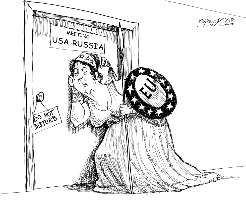 in front of the door