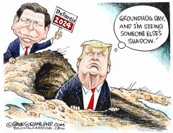 GROUNDHOG DAY DESANTIS AND TRUMP by Dave Granlund