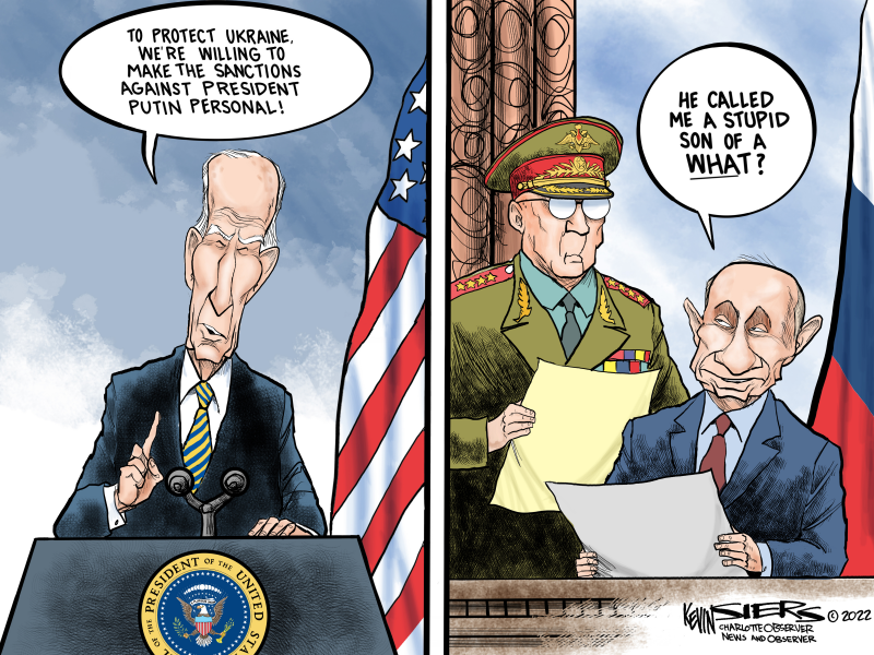 SOB Putin, Kevin Siers,The Charlotte Observer, NC,biden, putin, doocy, fox news, ukraine, sanctions, europe, troops, incursion