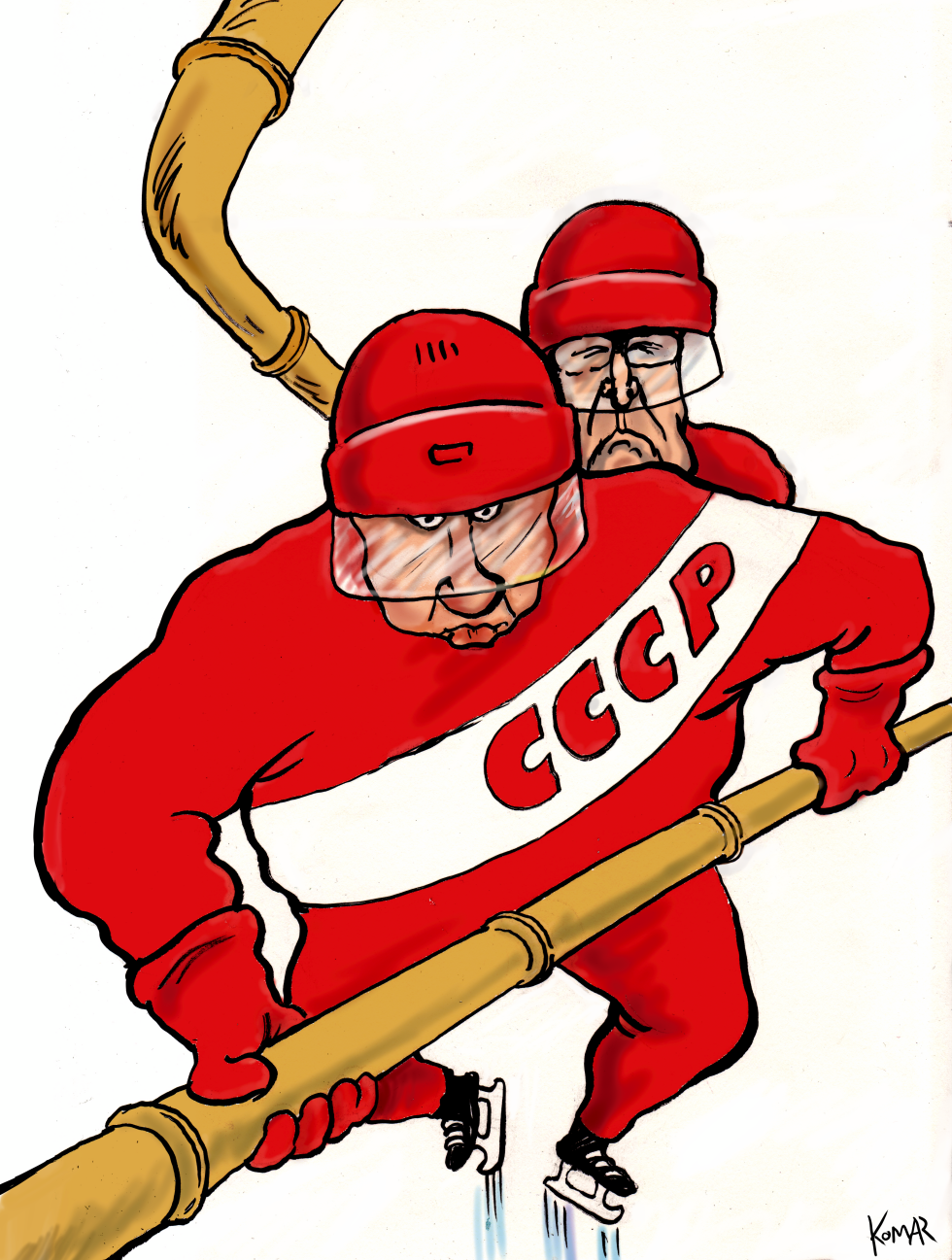 Putin and USSR hockey team
