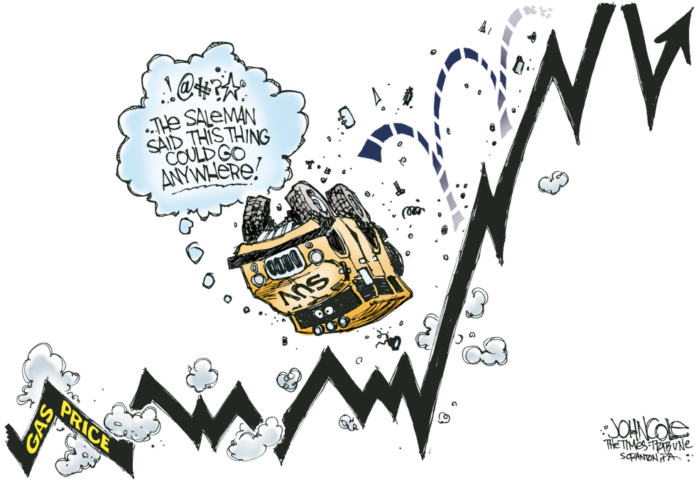 Steep gas prices -- color
