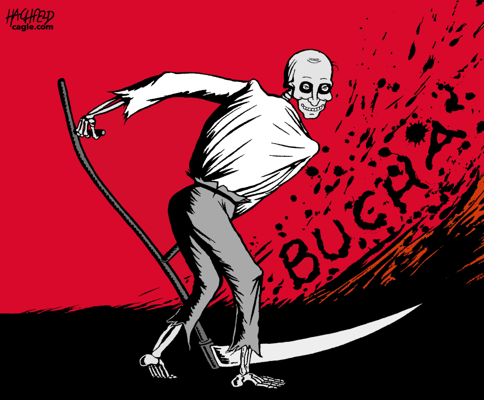 Putin portrayed as grim reaper amid Bucha revelations