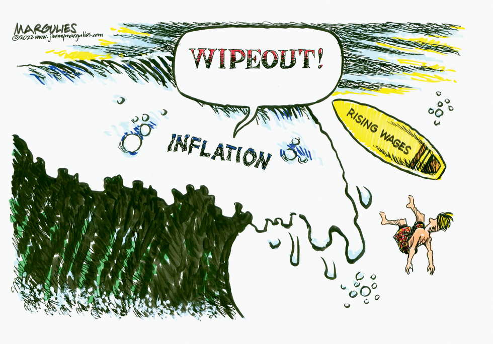 Inflation wave wipes out rising wages in economic illustration