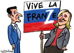 MACRON AND LE PEN by Christo Komarnitski