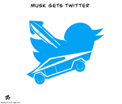 MUSK GETS TWITTER  by Emad Hajjaj