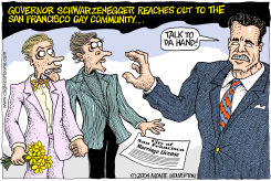 SCHWARZENEGGER CONFRONTS GAYS by Monte Wolverton