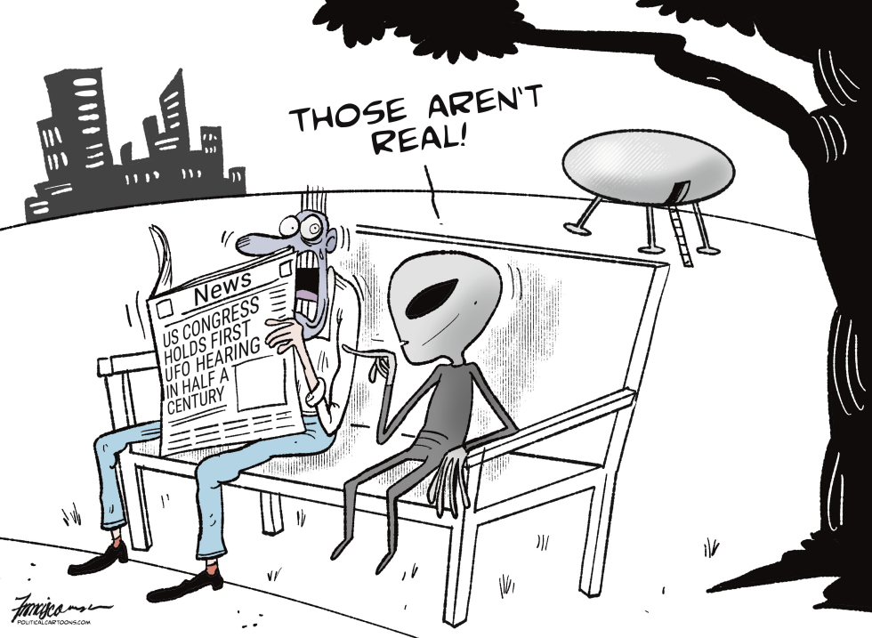 Aliens Deny UFO Reality in Congress Hearing Cartoon