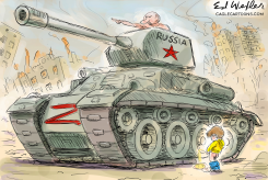 BOY PEE ON RUSSIAN TANK by Ed Wexler