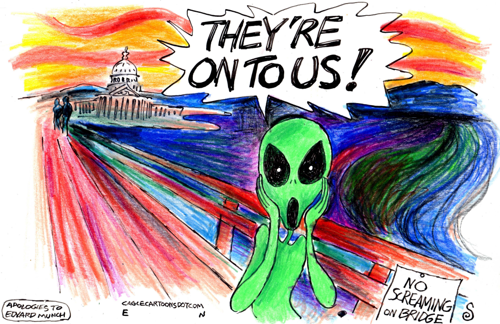 Alien Screams as Congress Probes UAPs in Munch Parody