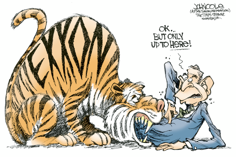 Bush and the tiger -- color