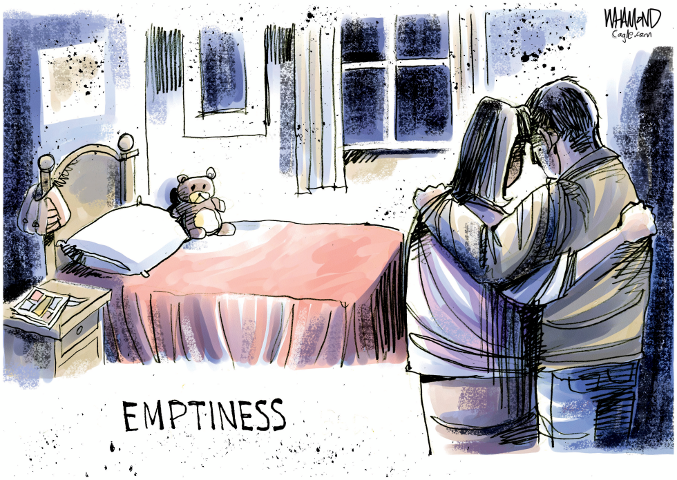 Looking at the empty bed