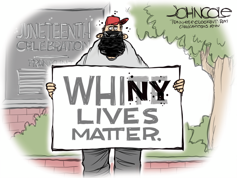 Counter-Protestor at Juneteenth Celebration Carries Whiny Lives Matter Sign