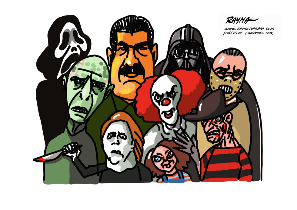 Maduro Poses with Horror Icon Pals in Chilling Cartoon Critique
