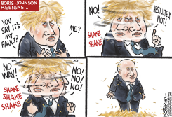 BORIS JOHNSON RESIGNS AND DENIES by Jeff Koterba