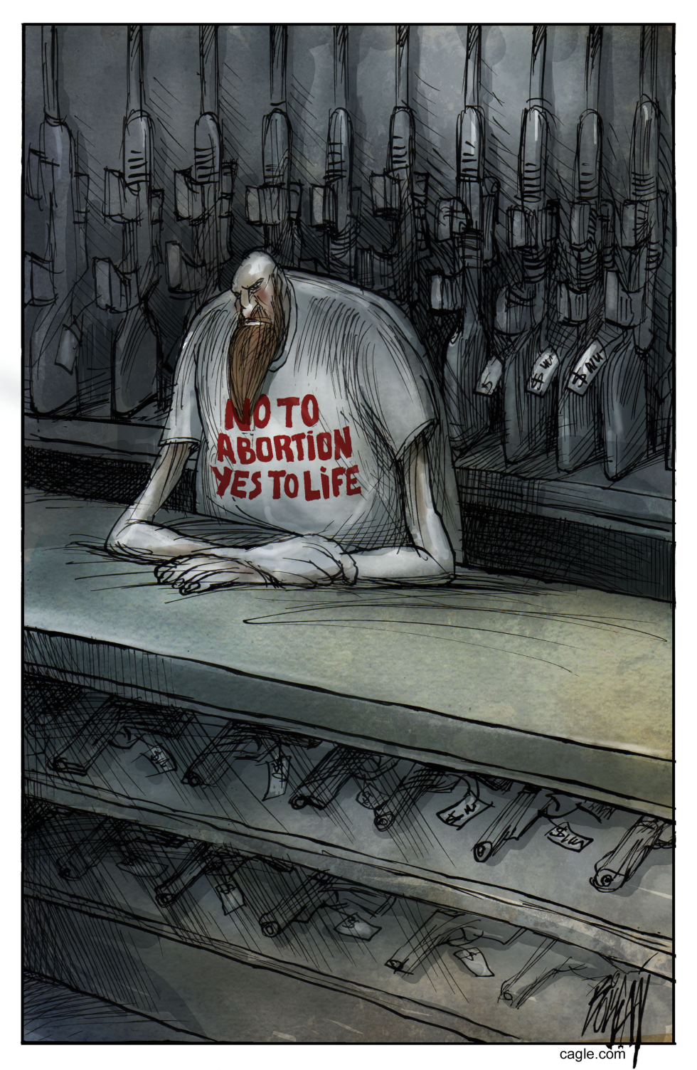 Pro-Life Shirt Worn in Gun Shop Highlights Policy Contrast