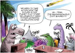 MANCHIN THE DINO BLOCKS CLIMATE BILL by Dave Whamond