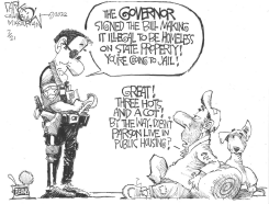 CRIMINALIZING HOMELESSNESS by John Darkow