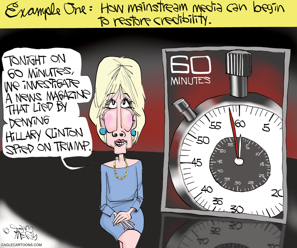 Lesley Stahl on 60 Minutes probes media lies about Clinton Trump spying