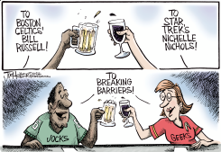 BILL RUSSELL & NICHELLE NICHOLES by Joe Heller