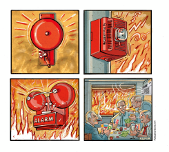 IGNORING CLIMATE CHANGE ALARMS by Peter Kuper
