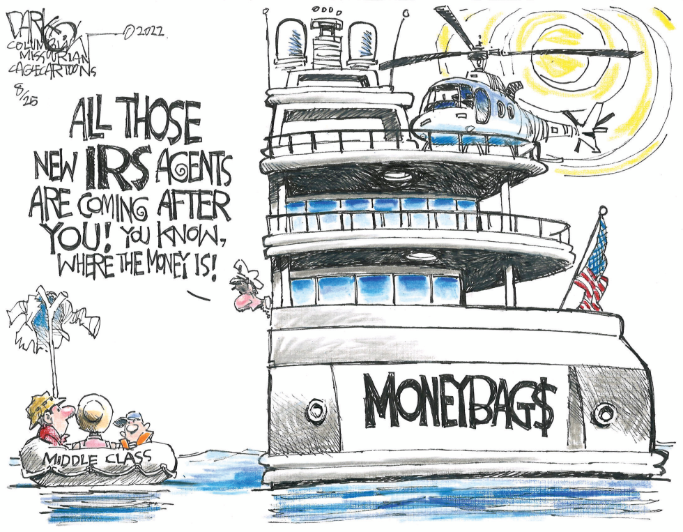 IRS Agents Swoop In on Wealthy Tax Dodgers in Darkow's Satirical Cartoon