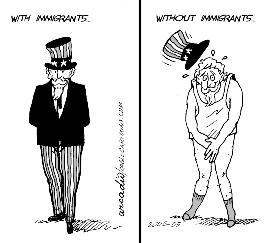 USA with and without immigrants