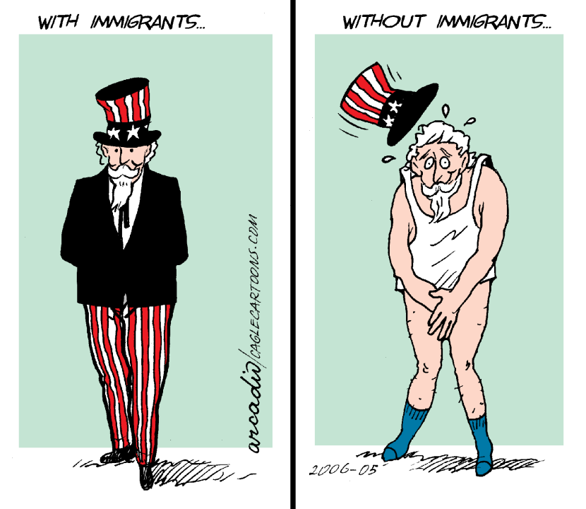 USA with and without immigrants / COLOR