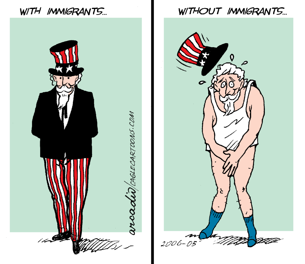 USA with and without immigrants / COLOR