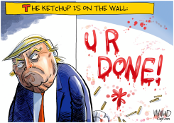 WRITING ON THE WALL FOR TRUMP by Dave Whamond
