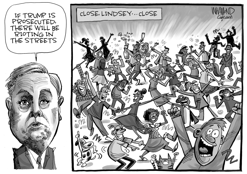 Lindsey Graham predicts riots over Trump case as crowds dance