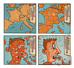EUROPE BREAKS TEMPERATURE RECORDS by Peter Kuper