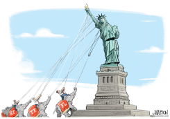 REPUBLICAN GOVERNORS TOPPLE STATUE OF LIBERTY by R.J. Matson