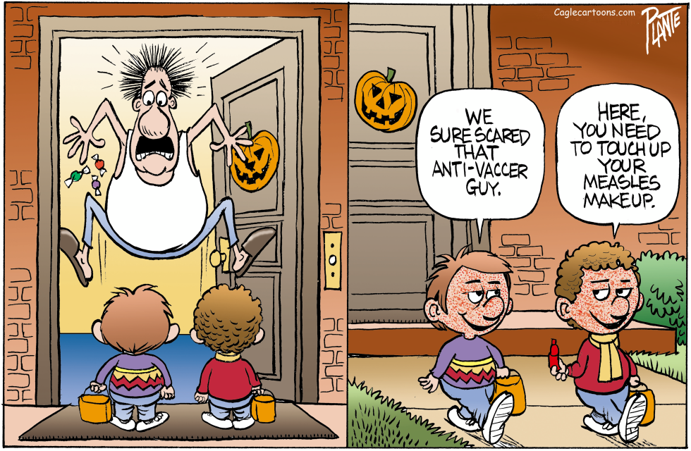 Kids Use Measles Makeup to Spook Anti-Vaccine Neighbor on Halloween