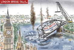 LIZ TRUSS, LONDON BRIDGE  by Jeff Koterba